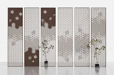 现代金属花格隔断3D模型下载